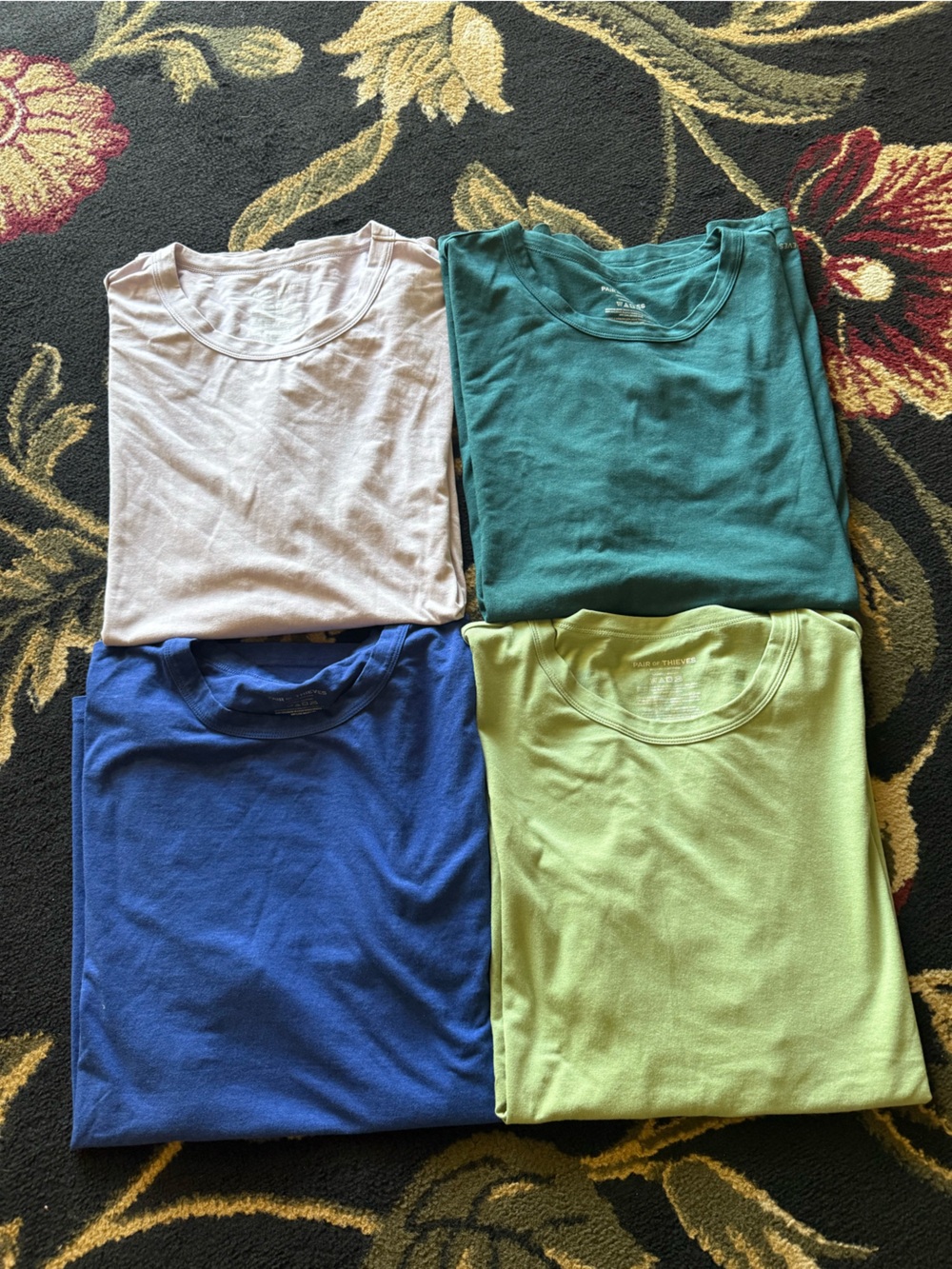 FOUR Pair of Thieves short sleeve Tee - White, Teal, Royal Blue, SAGE - Pack